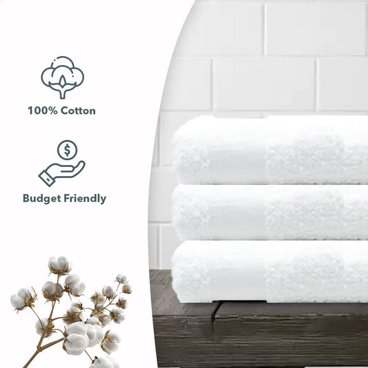 12-Pack Bath Towels for Bathroom, Durable Guest Towels for Hotels, Spa, Restaurants, and Hospitals Size 24x48 - Economical Pack of 12
