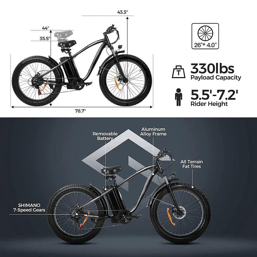 Outdoor electric bike with 48V/15Ah lithium battery