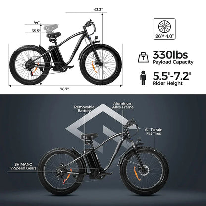 Outdoor electric bike with 48V/15Ah lithium battery